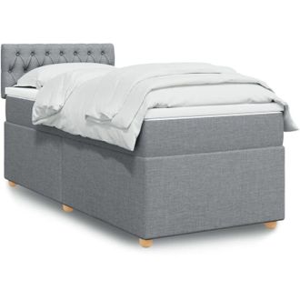 vidaXL Cama Box Spring Con Colch&oacute;n Tela Gris Claro 90x200 Cm Vidaxl