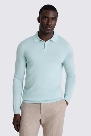 Moss Aqua Merino Polo Shirt