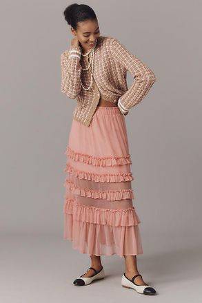 Maeve Ruffled Tulle Tiered Midi Skirt