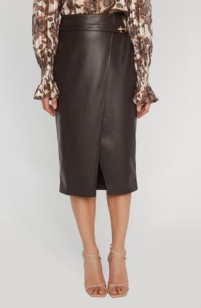 Elie Tahari The Kyra Faux Leather Skirt in Chocolate Brown at Nordstrom, Size 16