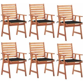 vidaXL Vidaxl - Sillas Comedor De Jard&iacute;n Y Cojines 6 Uds Madera Maciza Acacia
