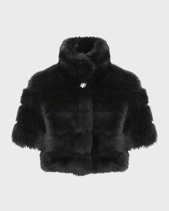 Gorski Reversible Merinillo Lamb Shearling Bolero Jacket With Cropped Sleeves