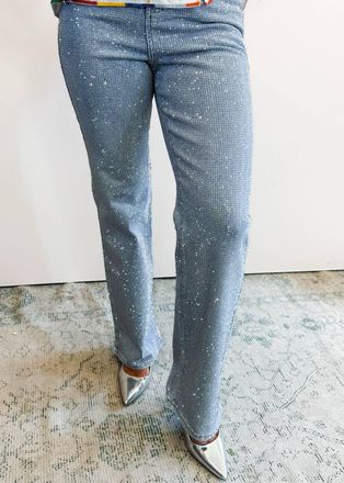 Apricot Valerie Rhinestone Jean In Light Wash Denim