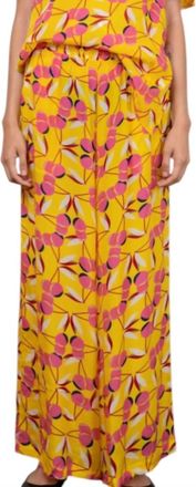 Shine Cherry Silk Pants In Yellow