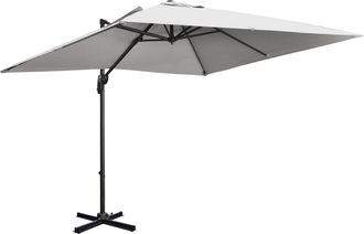 OUTSUNNY 2.7x2.7m Garden Cantilever Parasol w/ 360° Rotation Crank Handle Tilt Grey