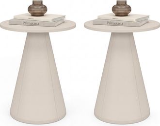 IDMarket Set Di 2 Tavolini Rotondi, Tavolini Da Salotto, Comodini Eleonore Da 40 Cm In Metallo Beige