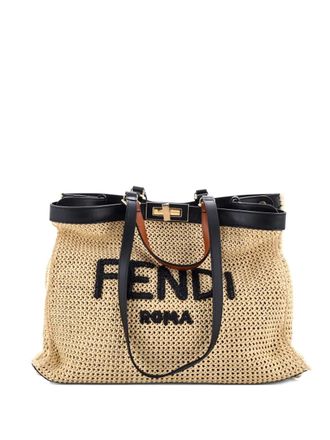 Fendi Peekaboo X- Raffia Medium tote bag - Beige