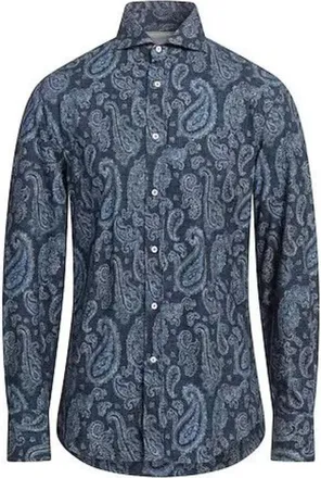 Brunello Cucinelli Blue Paisley Button-Up Shirt, Size Small