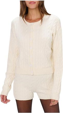 Show me your Mumu Throw On Cardigan Womens Sweater Snow Cable Knit : LG, Nylon/Viscose