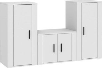 vidaXL Vidaxl - Set De Muebles De Tv 3 Piezas Madera Contrachapada Blanco