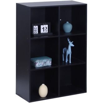 Relaxdays Relaxdays bookcase, HxWxD: 91 x 61 x 30 cm, 6 compartments, cube unit, open shelf for living room, black