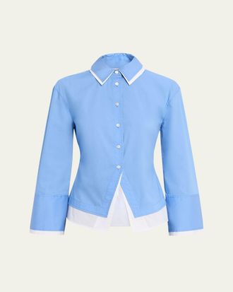 Veronica Beard Bonnie Button-Front Shirt