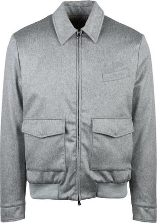 LUIGI BORRELLI NAPOLI Aviator Jacket - Heren - Bomber jackets - Grijs - 3XL - Kasjmier - Jassen