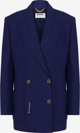 Moschino Giacca in shantung di cotone Laurel Crown - Blu