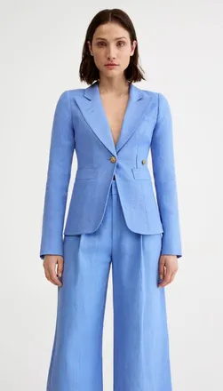 Smythe Linen Classic Duchess Blazer in Periwinkle Linen at Nordstrom, Size 10