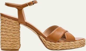 Stuart Weitzman Dayna Leather Crisscross Platform Sandals