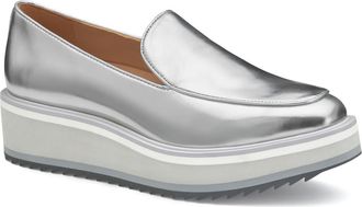 Johnston & Murphy Gracelyn Venetian Platform Loafer in Silver Italian Metallic at Nordstrom, Size 6.5