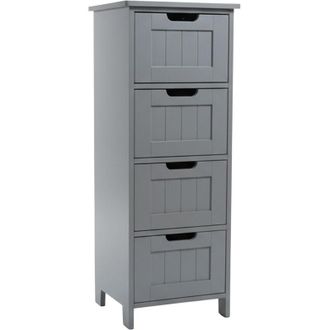 Relaxdays Armadio da bagno Relaxdays, 4 cassetti, HxLxP: 82 x 30 x 30 cm, MDF, slim, mobiletto per bagno, ingresso, cucina, grigio