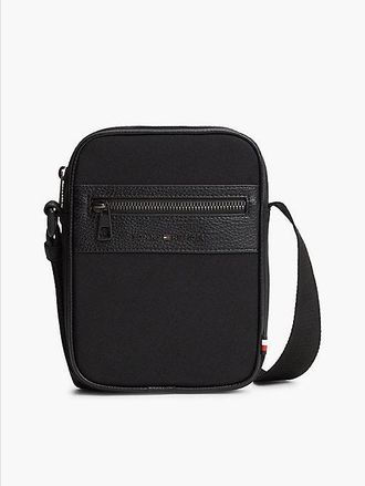 Tommy Hilfiger Logo Mixed Texture Crossbody Reporter Bag