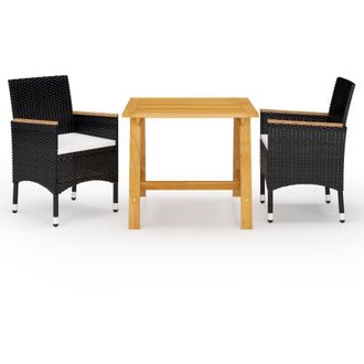 vidaXL Juego De Comedor De Jard&iacute;n De 3 Piezas Negro Vidaxl