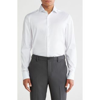 Ted Baker Slim Fit Solid Stretch Cotton Dress Shirt in White at Nordstrom Rack, Size 17.5 - 34