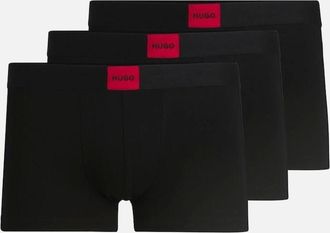 HUGO BOSS Mens HUGO 3-Pack Logo Patch Galaxy Boxer Trunks, Black - Size: 38/39/32