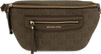 Michael Kors Tassen, Dames, Groen, ONE Size, Leer, Jet Set Travel Medium Logo-Embossed Sling Pack