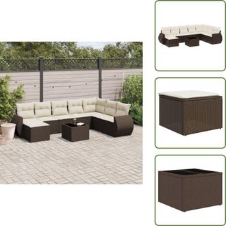 vidaXL Cuscini da seduta - vidaXL Set Divani da Giardino 9pz con Cuscini Marrone in Polyrattan - Rattan PE