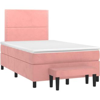 vidaXL Vidaxl - Cama Box Spring Con Colch&oacute;n Terciopelo Rosa 120x190 Cm