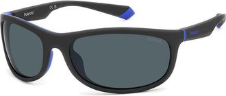 Polaroid Mat Zwart/Blauw Zonnebril - unisex - Zonnebrillen - Zwart - 64 MM - Accessoires