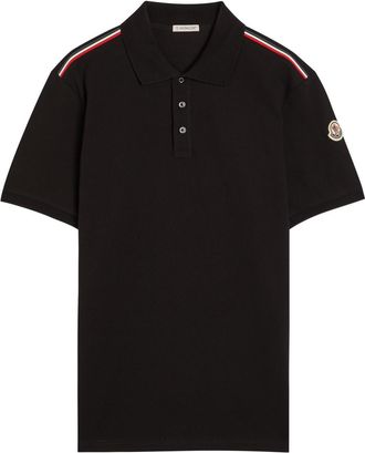 Moncler Logo-appliqu&eacute;d Piqu&eacute; Cotton Polo Shirt - Black - Xxxl