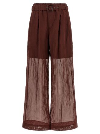 Brunello Cucinelli Bordeaux Cotton Flared Womens Pants