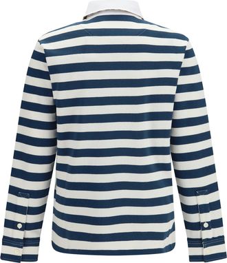 Burberry Mens Striped Long-Sleeve Cotton Polo Nickel Blue-Cotton W Shirts Blue/cotton T-shirts And Polos