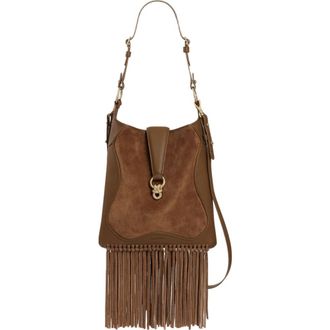 Sandro Leather and suede fringe bag in Camel at Nordstrom, Size Medium