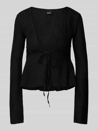 Gina Tricot Regular Fit Bluse mit Knotendetail in Black, Gr&ouml;&szlig;e M