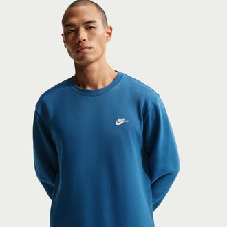 Nike Mens Club Fleece Crew in Blue | FN3886-476