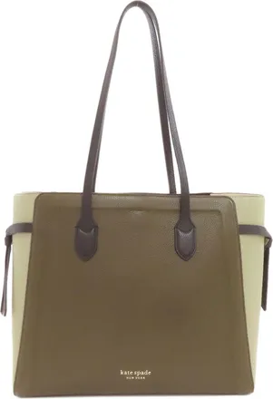 Kate Spade New York Black Khaki Leather Tote Bag (Pre-Owned)