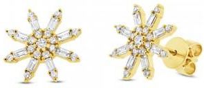 Allurez 0.64ct 14k Yellow Gold Diamond Baguette Earrings