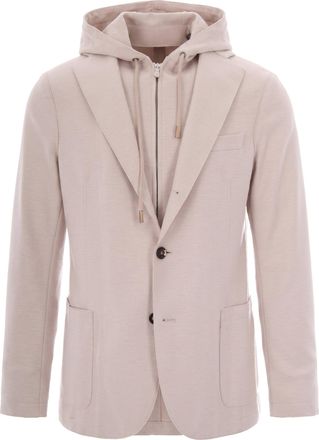Eleventy Hooded Single-Breasted Wool-Blend Blazer