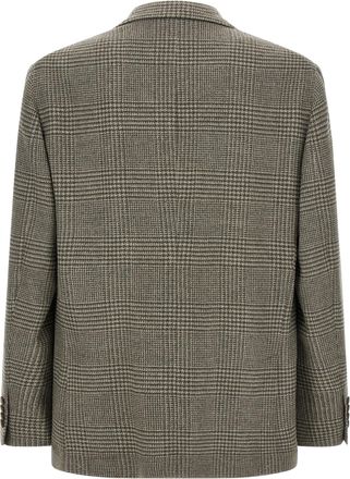 Brunello Cucinelli Prince of Wales Wool-Cashmere Blazer - Green