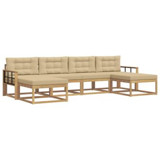 vidaXL Conjunto De Sof&aacute;s De Exterior Con Coj&iacute;n 6 Pcs Y Beige Vidaxl