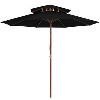 Berkfield Home Double Decker Parasol with Wooden Pole Black 270 cm