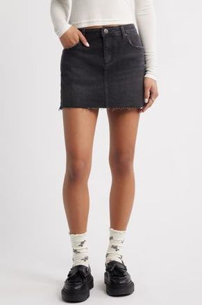 BP. Raw Hem Denim Miniskirt in Washed Black at Nordstrom Rack, Size 30