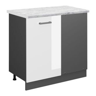 Vicco Mobile ad angolo cucina R-Line, Bianco lucido, 86 cm PL Marmo, Vicco