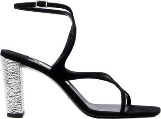 Jimmy Choo London Verpletterd Zwart/Zilver Su&egrave;de Sneakers - Dames - Sandalen met hakken - Zwart - 38 EU - Su&egrave;de - Schoenen