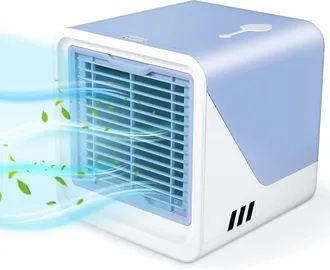 Angel Cerd&aacute; Mini Aire Acondicionado, Ventilador Usb Multifuncional, Dep&oacute;sito De Agua De 500 Ml, Tres Velocidades De Ventilador, Combinaci&oacute;n De Colores Azul Y Blan
