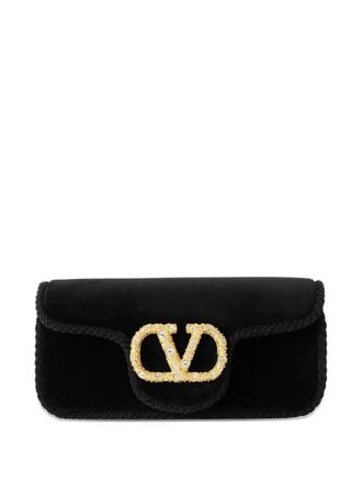 Valentino Garavani Loc&ograve; jewel-embellished clutch bag - Black