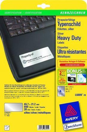 Avery L6009-20 Etiqueta Autoadhesiva Rect&aacute;ngulo Redondeado Permanente 960 Pieza(s)