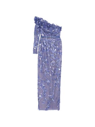 Saiid Kobeisy One-Shoulder Embroidered Tulle Dress