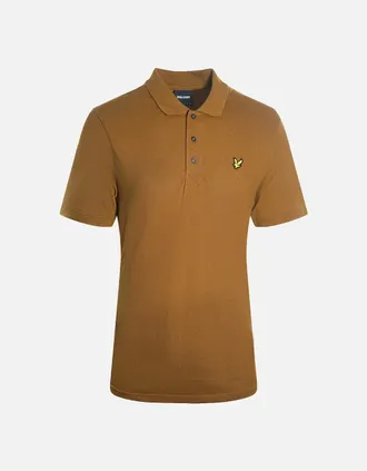 Lyle & Scott Mens Lyle and Scott Farrier Bronze Plain Polo Shirt - Brown - Size: 40
